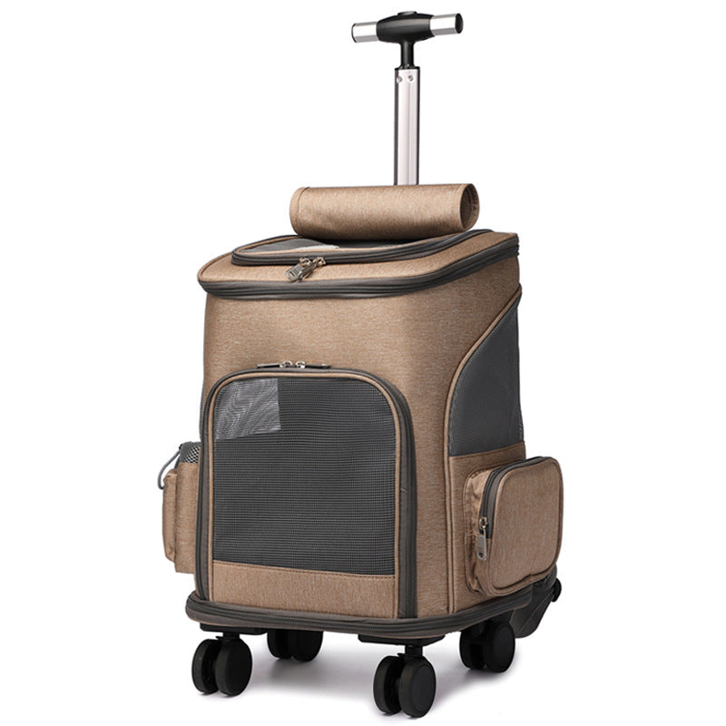 Pet Backpack Traveling Cat Backpack With Universal Wheel Trolley Pet Bag