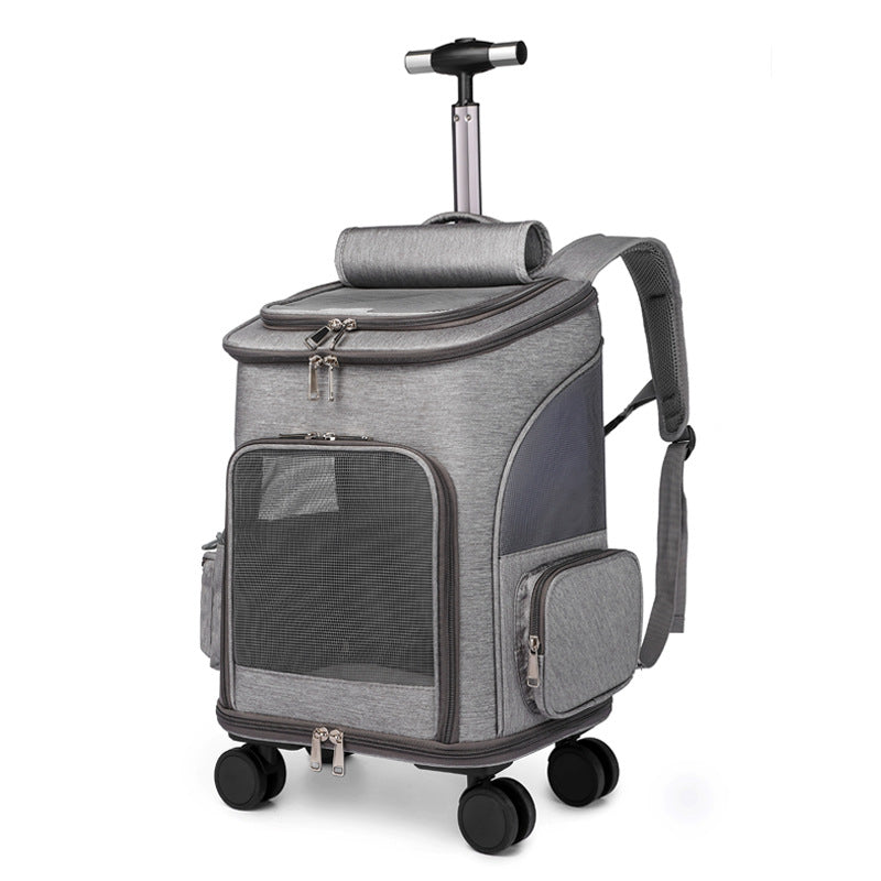 Pet Backpack Traveling Cat Backpack With Universal Wheel Trolley Pet Bag
