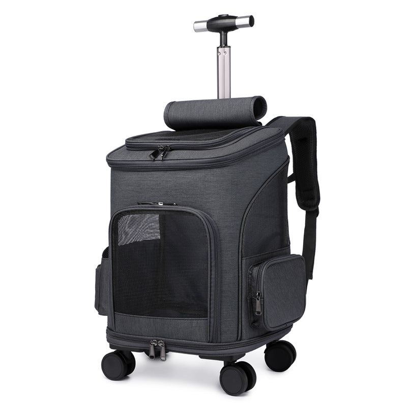 Pet Backpack Traveling Cat Backpack With Universal Wheel Trolley Pet Bag