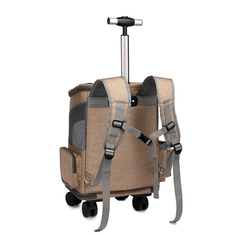 Pet Backpack Traveling Cat Backpack With Universal Wheel Trolley Pet Bag