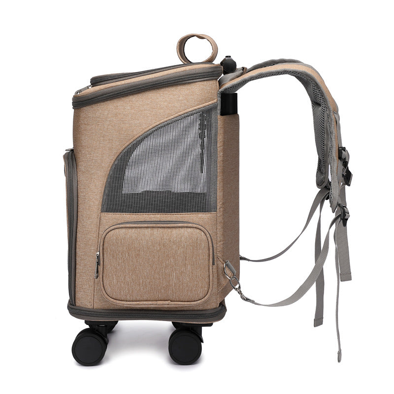 Pet Backpack Traveling Cat Backpack With Universal Wheel Trolley Pet Bag