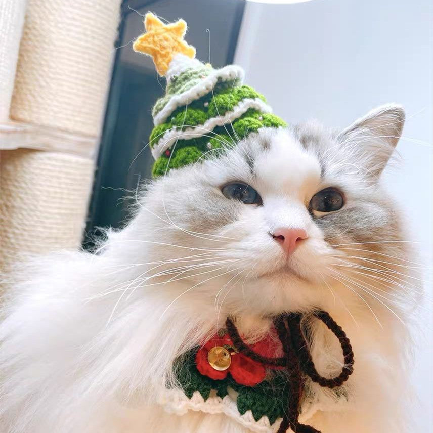 Pet Handmade Woolen Hat | Christmas Tree Handmade Knitted Hat 