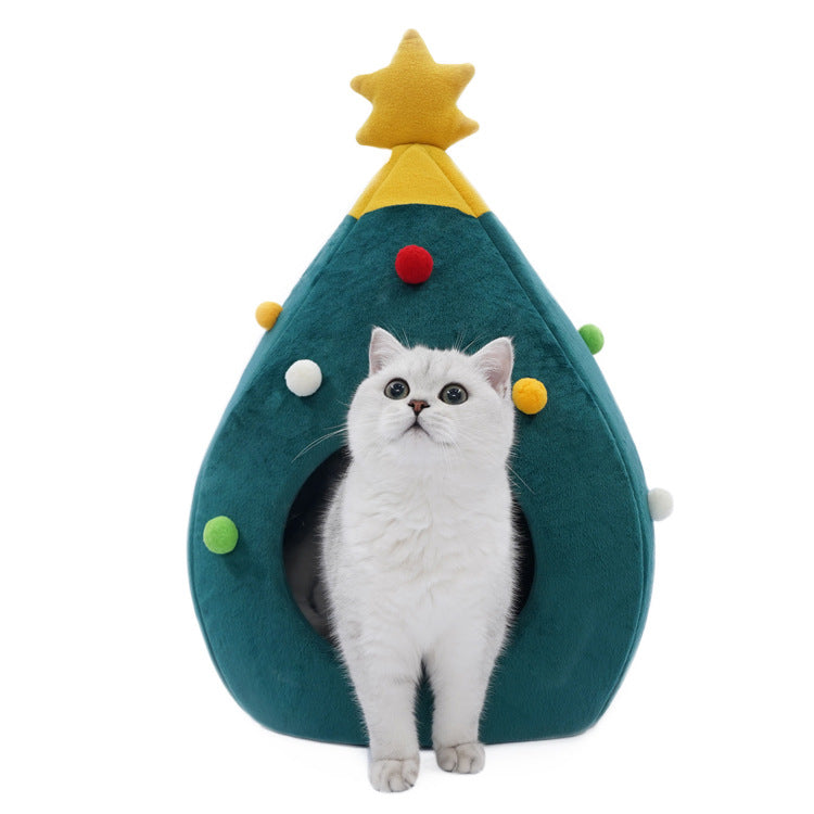 Pet Christmas Tree Bed | Cat Bed | Christmas Tree Winter Warm Pets Bed