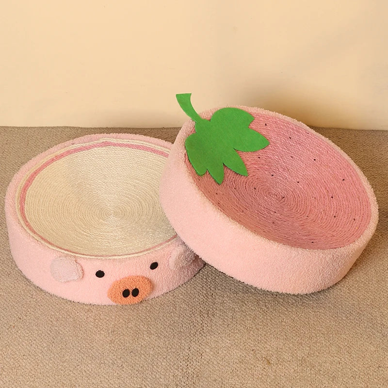 Cute Animal 2 in 1 Round Scratcher Bed | Cat Scratching Bed Round