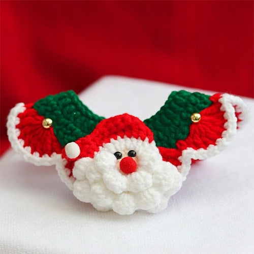 Christmas Pet Hand Woven Wool Collar for Cat Santa Claus Elk - BaconPaw