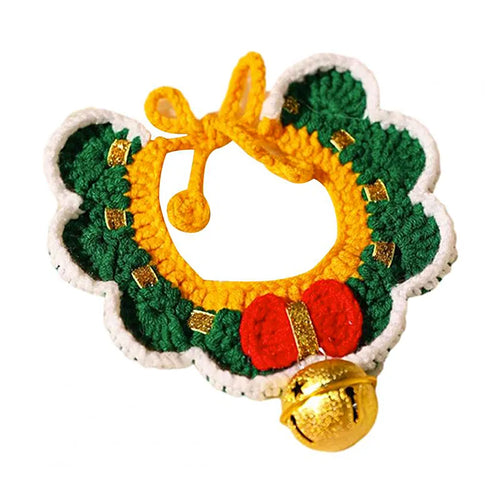 Christmas Pet Hand Woven Wool Collar for Cat Santa Claus Elk - BaconPaw