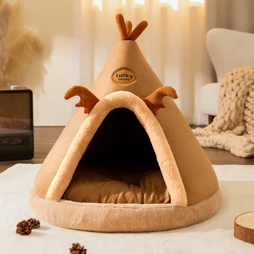 Fawn Tent Pet Nest | Cat House Christmas Reindeer Elk Winter Comfy Pet Tent