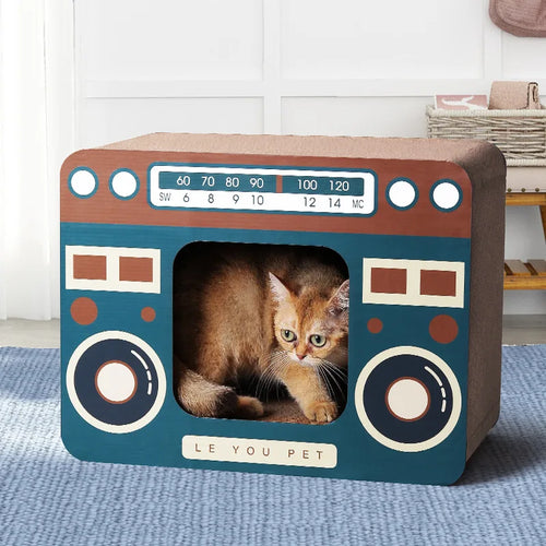Radio TV Cat Scratcher | Cardboard Cat House | Cat Scratcher Toy