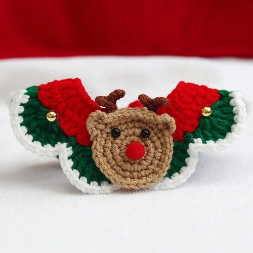 Christmas Pet Hand Woven Wool Collar for Cat Santa Claus Elk - BaconPaw