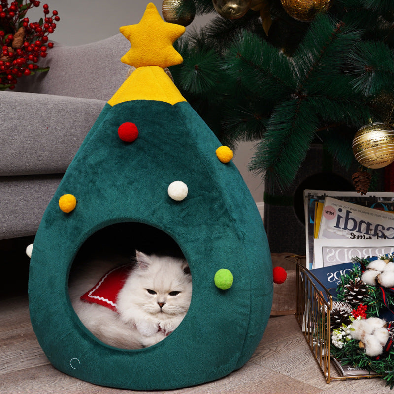 Pet Christmas Tree Bed | Cat Bed | Christmas Tree Winter Warm Pets Bed